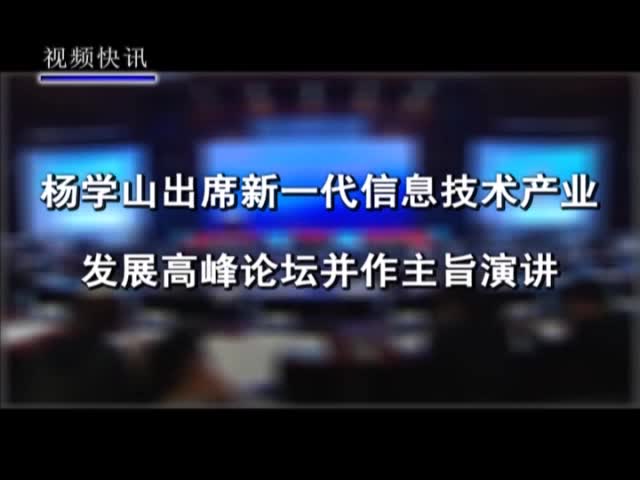 杨学山出席新一代信息技术产业发展高峰论坛并作主旨演讲 